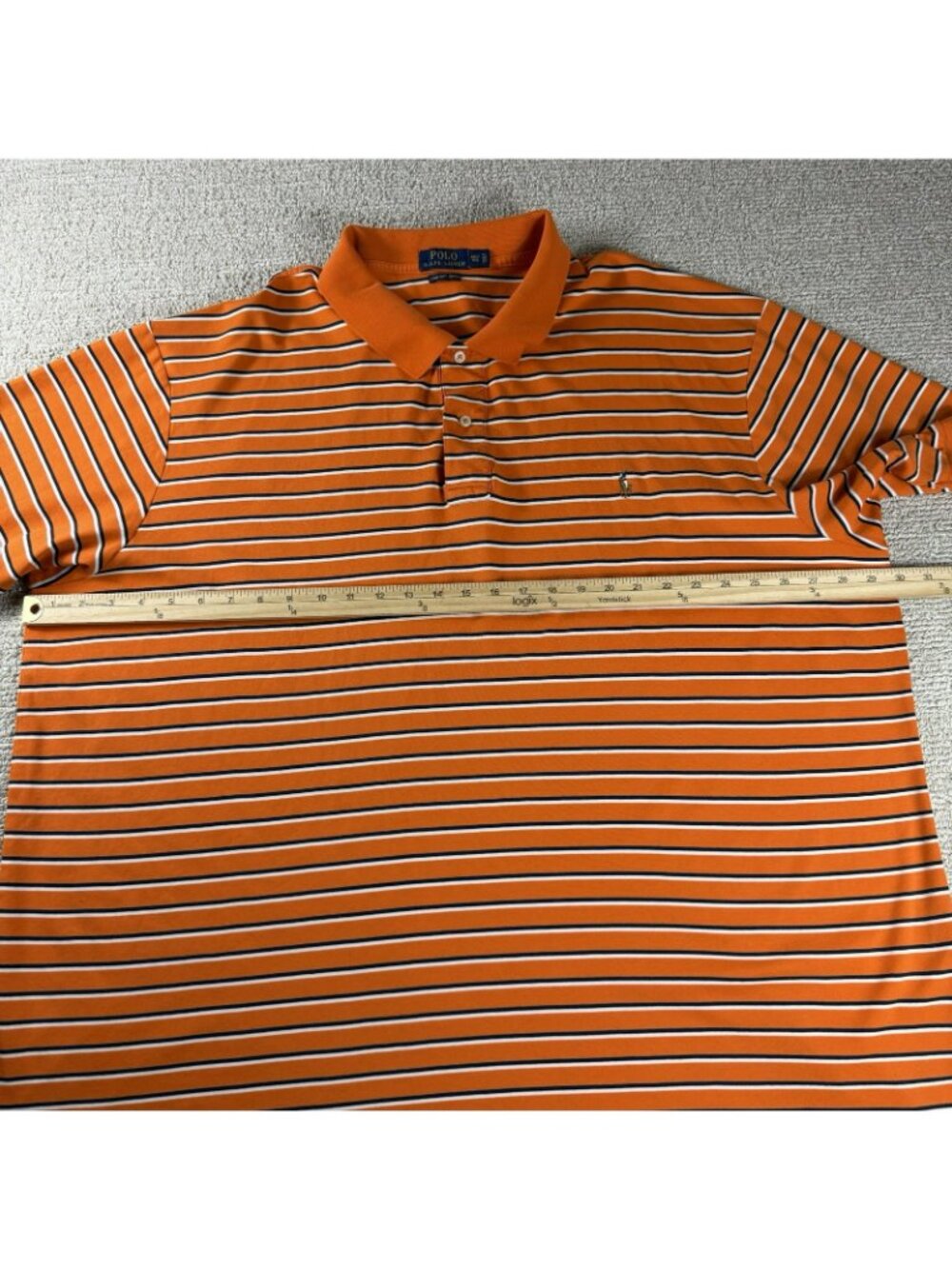Polo Ralph Lauren Pima Striped Short Sleeve Polo Shirt Orange Men’s Size 88 - Picture 4 of 6